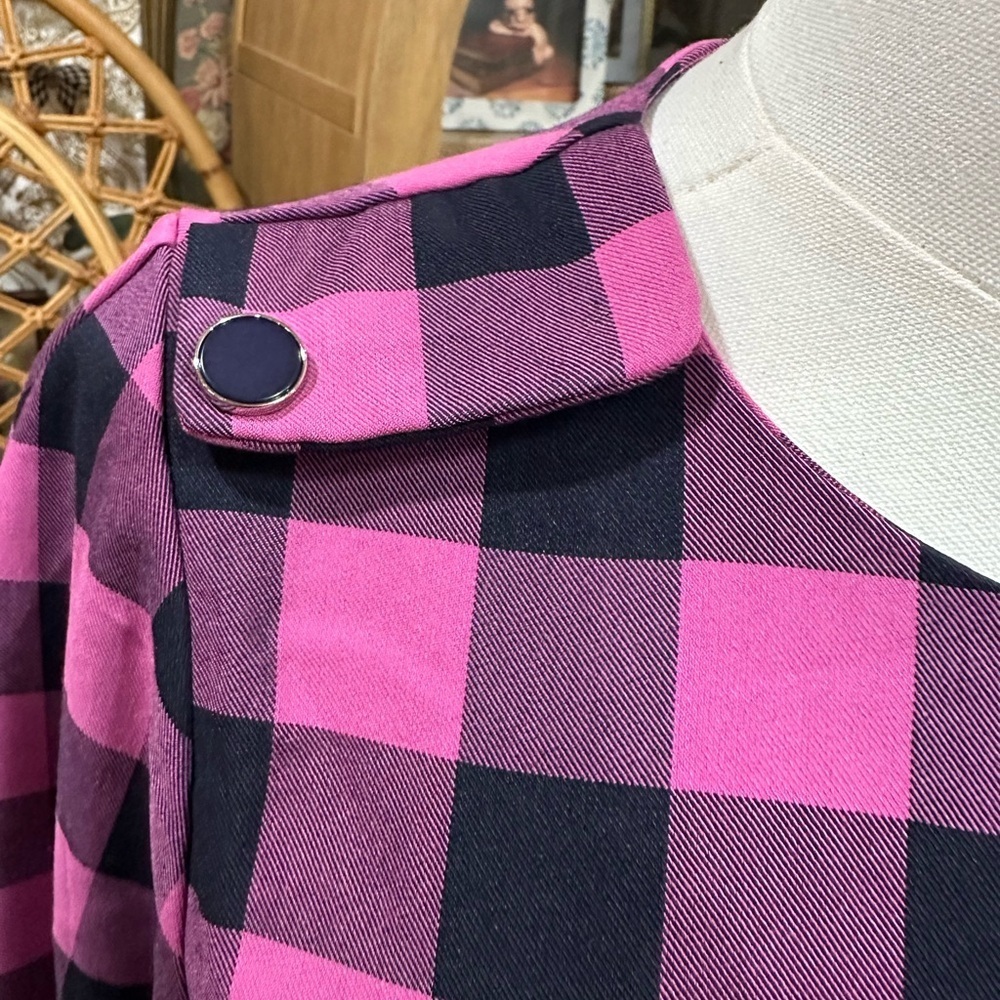 Do + Be pink and Navy Plaid Women's Blouse size small - Picture 3 of 8